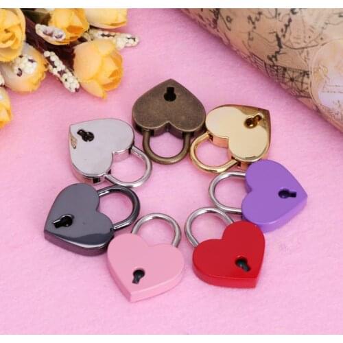 Creative Heart Shape Vintage Old Antique Style Mini Archaize Padlocks Key Lock With key 7 Colors available