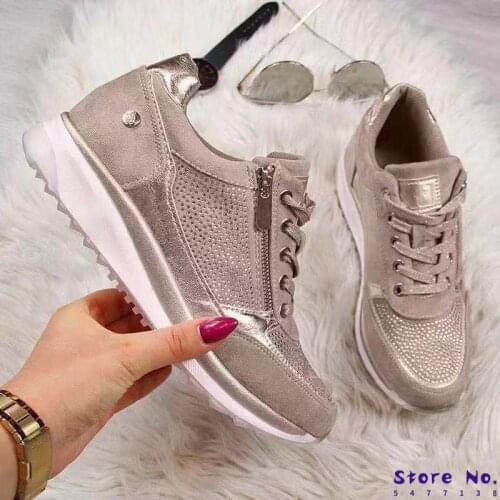 Women Casual Shoes 2021 New Fashion Wedge Flat Shoes Zipper Lace Up Comfortable Ladies Sneakers Female Vulcanized Shoes