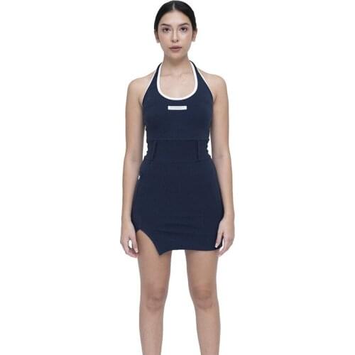 Summer Fashion Halter Dress for Women Sexy U-Neck Split Dresses Streetwear Sleeveless Woman Mini Party Dress