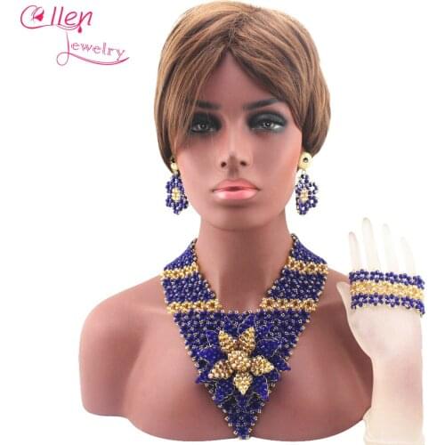 2019 Hot Sale Garnet Crystal Beads African Jewelry Sets earrings Plated Women Wedding Party Necklace Set Free Shipping W13950