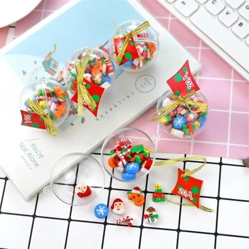 20Pcs/Set Kawaii Christmas Eraser Mini Christmas Ball Erasers New Year Christmas Gifts to Children Students School Stationery
