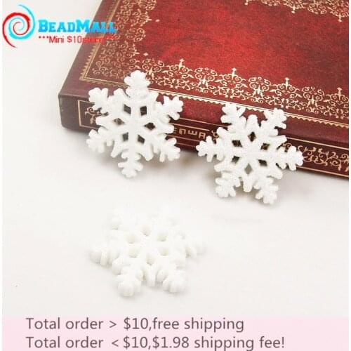 Min order $10 Christmas19*21mm 20pcs Resin Snowflake Glitter powder White Resin Flatback Cabochon Scrapbooking Craft DIY273