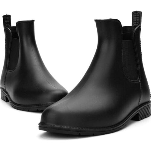 Fashion Short Tube Rain Boots Four Seasons Ladies Martin Boots PVC Shoes Black Boots Ankle Boots for Women