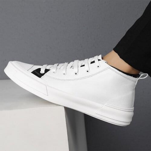 New Men Casual Shoes Genuine Leather Fashion White Shoes Men Comfortable Luxury Shoes Men High Quality Ankle Boots Mens Sneakers