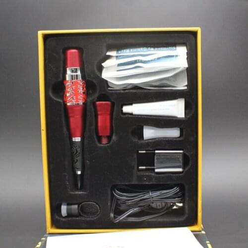 1 Set Red Dragon Compete Tattoo Kit Rotary Permanent Makeup Eyebrow Lip Tattoo Machine Kit With Power Supply Needle Tip