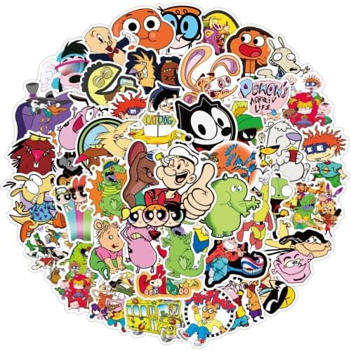 50PCS cartoon character Stickers Laptop Guitar Luggage Skateboard Waterproof Graffiti Sticker Decal Kid Classic Toy