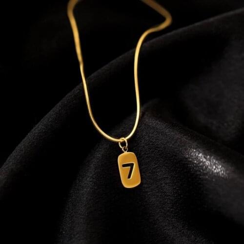 Never Fade Number 7 Pendant Necklace Snake Chain Choker 18 K Gold Plated 316 L Titanium Stainless Steel Fine Jewelry Woman Gift