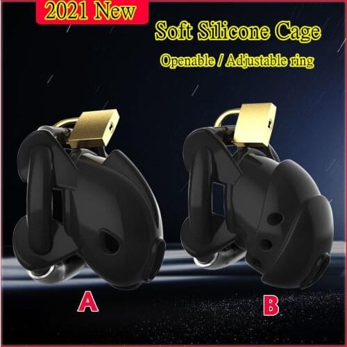 2021 New Silicone Male Chastity Device,Cock Cage,Adjustable Cuff Penis Rings,Penis Lock,Penis Sleeve,BDSM Sex Toys For Men