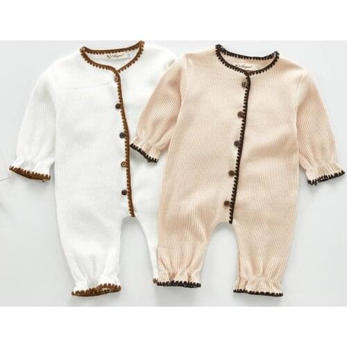 New Spring Autumn Girls Boys Romper Baby Jumpsuit Baby Clothes Long Sleeve Pure Color Cute Baby Girl Rompers