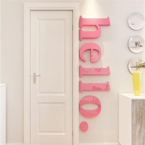Solid Letter Wall Sticker Hallway Wall Decal 3D Acrylic Wall Sticker For Sofa Background Door Decals For Nursery Decoration
