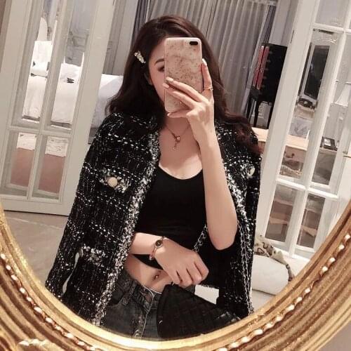 Autumn Women Jacket Korean Retro Winter Clothing French Ladies Tops Sweet Short Jackets Elegant Wool Black Coat vestes femmes