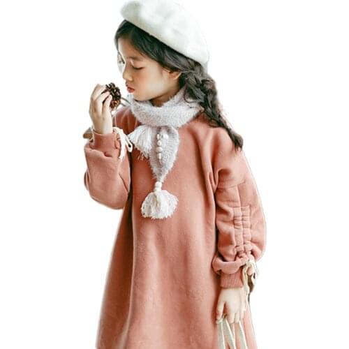 2021 new spring casual school style dress age for 6 -14 yrs teenage girls loose long dresses big girls thick warm winter clothes