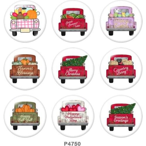 Christmas Car happy easter Thanksgiving Round glass cabochon flat back Making findings snap button jewelry P4750