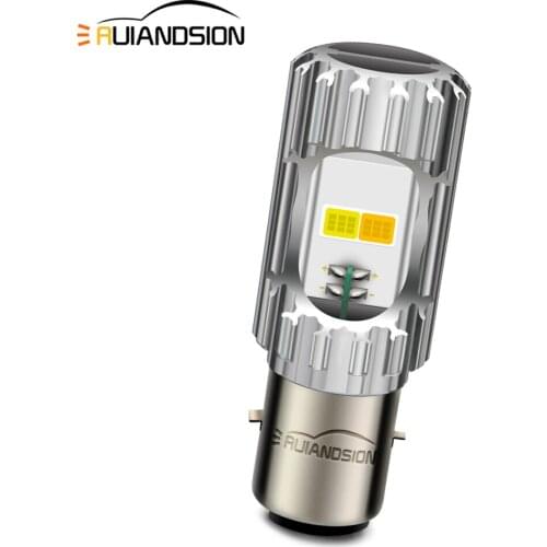 RUIANDSION 1Pcs BA20d H6 Motorcycle Headlight Motorbike Fog Light Yellow White Switchback 12V-85V 24V 48V 50V 60V COB 2000Lm