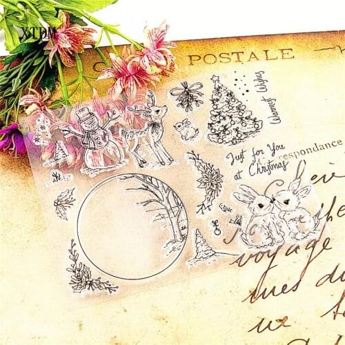 Hot sale Snowman deer Transparent Clear Stamps / Silicone Seals Roller Stamp for DIY scrapbooking photo album/Card Making