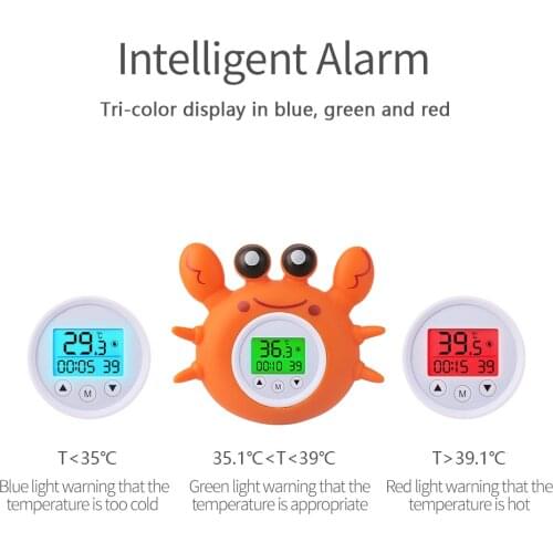Bath Thermometer with Room Temperature Water Thermometer Tri-color Backlit Display Floating Bath Toy Bathtub Safety Temperature