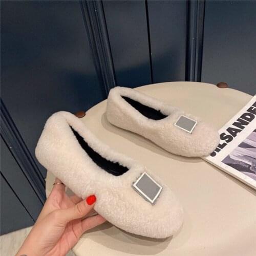 Cashmere Flat Shoes Women Casual Round Toe Scarpe Donna Fashion Warm Ladies Loafers Mujer Pisos Comfortable Winter Female Shoes