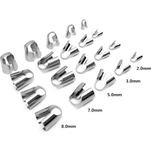 100pcs 2/3/5/6/7/8mm Stainless Steel Clasps Hooks Cords End Caps Cord Jewelry Making Bracelet Necklace DIY Jewelry Findings Gift