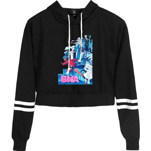 BNA Brand New Animal Anime Fashion Crop Hoodies Women Hooded Pullover Crop Top Hot Sale Casual Streetwear Clothes