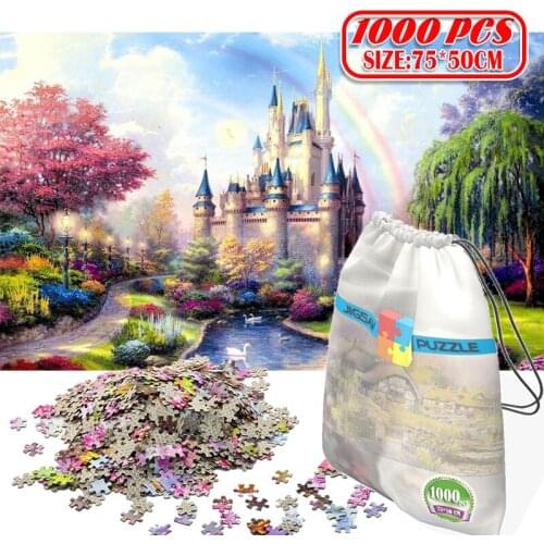 1000Pcs 3D Paper Jigsaw Puzzle for adults kids toys puzzles wooden Educational Toys Decoration Stickers Rainbow Castle