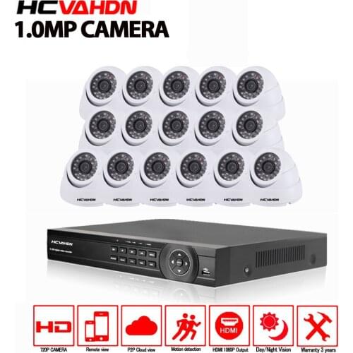 16CH AHD-NH 1080P DVR Kit CCTV Video System 16 x720P 1.0MP Indoor Outdoor Security Camera 16channel Camera surveillance System