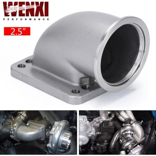 2.5" Vband 90 Degree Cast Turbo Elbow Adapter Flange 304 Stainless Steel For T3 T4 Turbocharger WX-TEA25