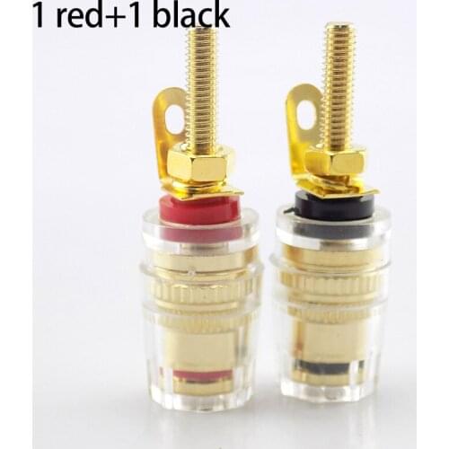 2pcs 4mm Banana Plug Amplifier Speaker Binding Posts Oxidation Resistance Brass Terminal Transparent Gold Plated Audio Connector
