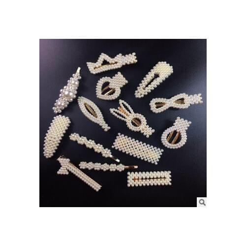 200pcs/lot DIY Simple Multi Pearl Hair BB Clips Cartoon Rabbit Crown Geometry Hairpins Hair Care Styling Accessories Tools HA758