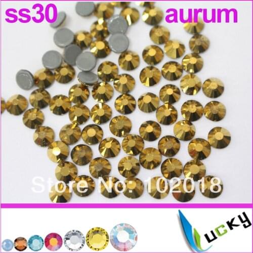 2014 New! Hot sale highest quality HOT FIX DMC rhinestones Copy swarov 2038 ss30/6mm Aurum Strass crystal Beads for Sewing