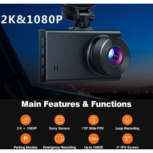 2021 NEW 3" Car DVR Camera 2K&1080P Full HD Video Recorder Dashcam WDR Rear View Dual Lens Dash Cam Night Vision Cycle Recording