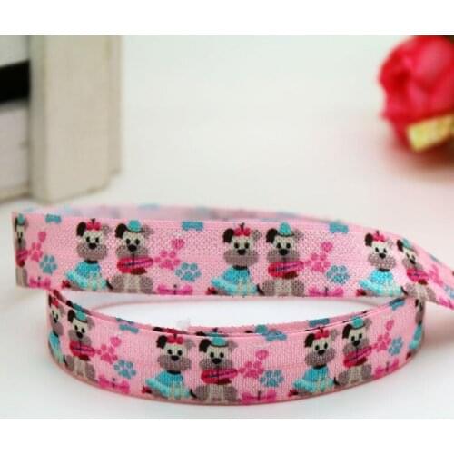 5/8'' Free shipping Elastic FOE DOG printed headband headwear hairband diy decoration wholesale OEM S459