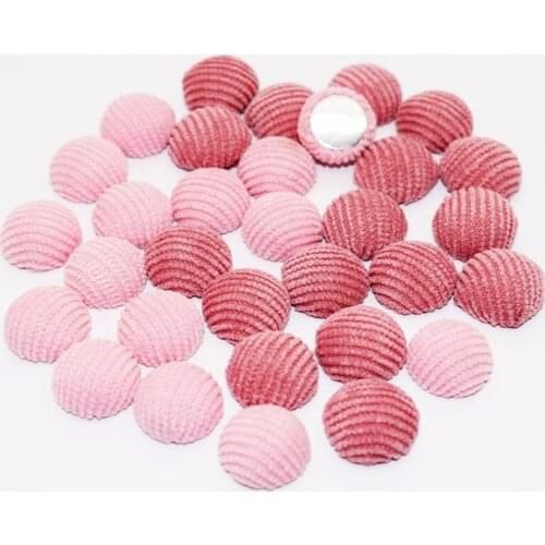 50pcs 15mm Pink Style Corduroy Fabric Covered Round Flat back Cabochon Decoration Chunky Buttons DIY Handmade Scrapbook Crafts