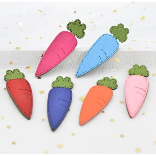 6Pcs Korean Velvet Fabric Padded Carrot Appliques for DIY Childrens Clothes Shoes Hat Headwear Hair Clips Decor Accessories G83
