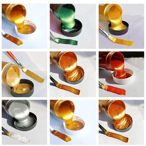 60ml Gold Paint Metallic Acrylic Paint,waterproof Not Faded for Statuary Coloring DIY Hand Clothes Painted Graffiti Pigments 50g