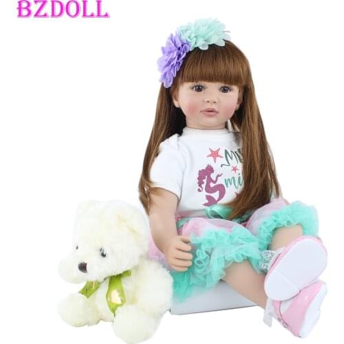 60cm Silicone Vinyl Princess Doll For Kids Reborn Toddler Princess Babies Doll Toy For Girl Fashion Birthday Gift