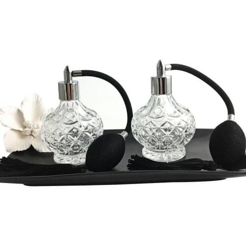 80mL Vintage Perfume Bottle Refillable Atomizer Spray Ladies Gift Perfume Lotion Essential Oil Bottling Long Bulb Sprayer Bottle