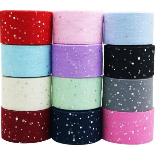 10 yards / roll) DIY colorful dots bright sequins mesh pearls satin ribbon lace bow hair accessories gift packaging materials