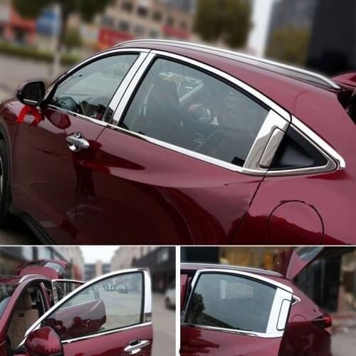Car Styling 18PC Fit For HONDA HR-V VEZEL Chrome Covers Chromium Styling Strips Car Full Window Trim Decoration Accessories