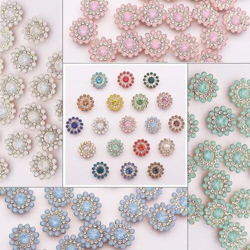 Glitter Sun Flower Lace Claw Cup Rhinestones 14mm Shiny Crystals Stones Flatback Strass Beads Sewing Rhinestones for Clothes