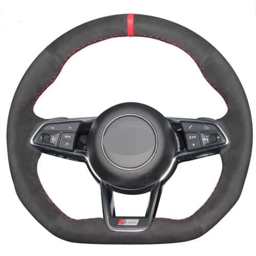 DIY for Audi TT 2017 Hand-stitched Black Soft Suede Car Steering Wheel Cover Interior Accessories Parts car assessoires