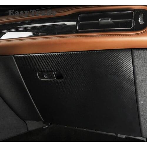 For Lincoln Aviator 2020 Accessories Carbon Fiber Leather Carbon Fiber Car Co-pilot Glove Box Anti-kick Pad Protection Sticker