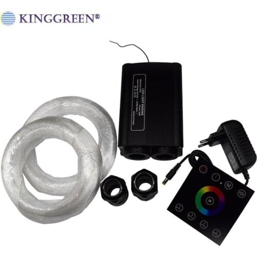Double Coupling 32W RGBW LED Fiber Optic Light Engine Touch Control With PMMA End Glow Fiber Optic Cable Kit Free Shipping