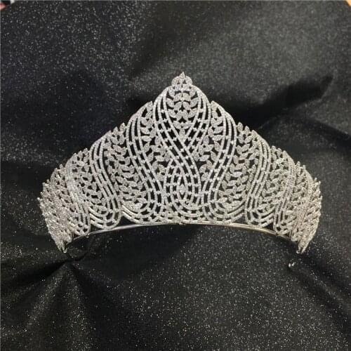 EYER New Arrival Sparkly Cubic Zircon Wedding Tiaras And Crown Women Bridal Hair Accessories Evening Headdress Pageant Tiara