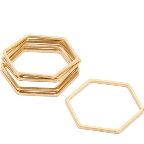 10pcs 20mm Gold Earring Findings Stainless Steel Hex Shape Connectors Ring for DIY Jewelry Accessories