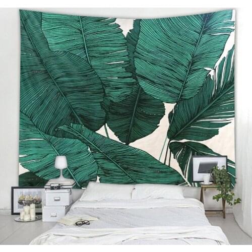 Tropical plant printing tapestry Bohemian wall hanging Nordic ins home living room bedroom fabric painting background decoration