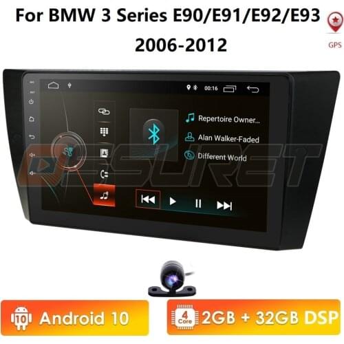 Hizpo Android 10 car gps navigation for bmw e90 E91 E92 GPS 4G Bluetooth Radio USB SD Steering wheel CAM-IN DTV OBD2 DVR DAB PC