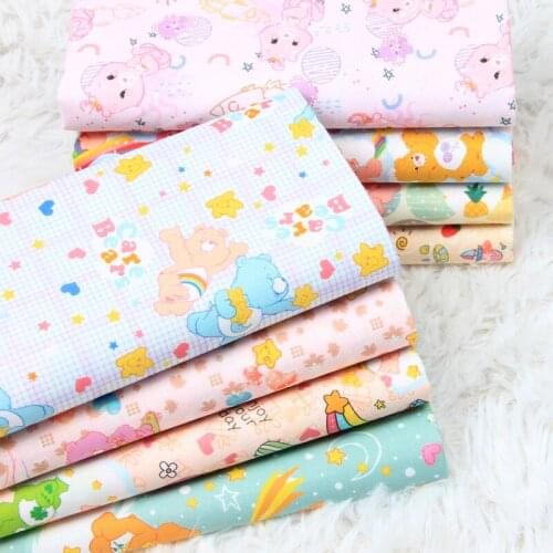 45*110cm Printed Girl Boy Bear Cotton Quilting Fabric By Half Code For DIY Sewing Bed Sheet Dress Making Cotton Fabric