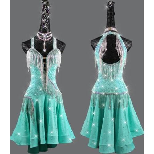 Customized new high-end professional Latin dance performance competition clothes women children sexy backless latin dance dress