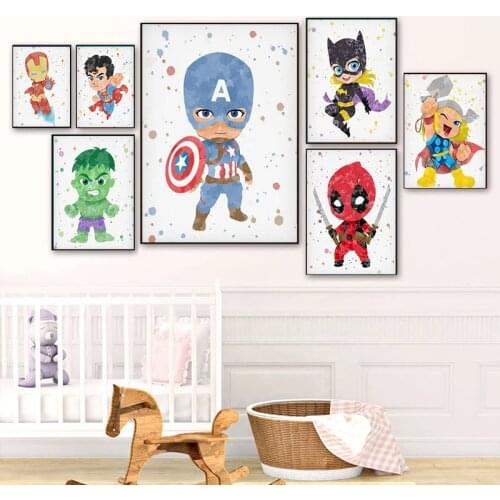 Marvel Superheroes Canvas Painting Cartoon Spiderman Posters and Prints Wall Art Picture for Kids Bedroom Decor Gift