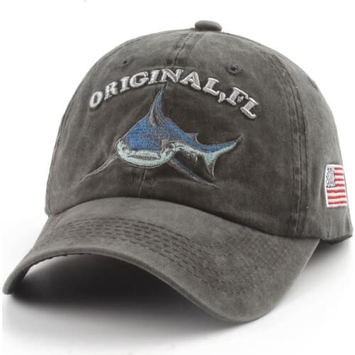 Washed cotton mens baseball cap vintage snapback shark hat for women casual casquette embroidery letter retro trucker cap